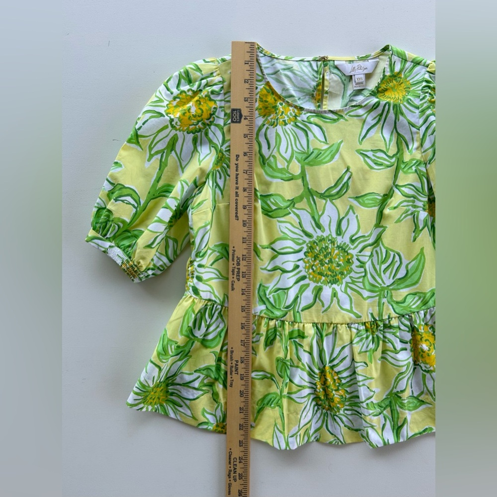 Lilly Pulitzer Hisli Top Bows Limoncello Sunbelievable Poplin Women’s Size XXS - Picture 4 of 10
